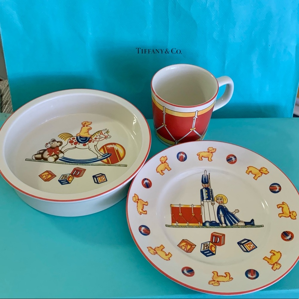 SOLD! Tiffany & Co. Bone China “Toys” 3 Pc. Dish Set
